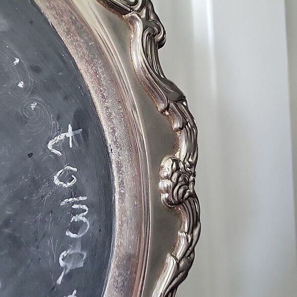 Vintage Chalk Board Menu Board Silverplate Tray Platter 22" x 17" w hanger - Picture 13 of 14